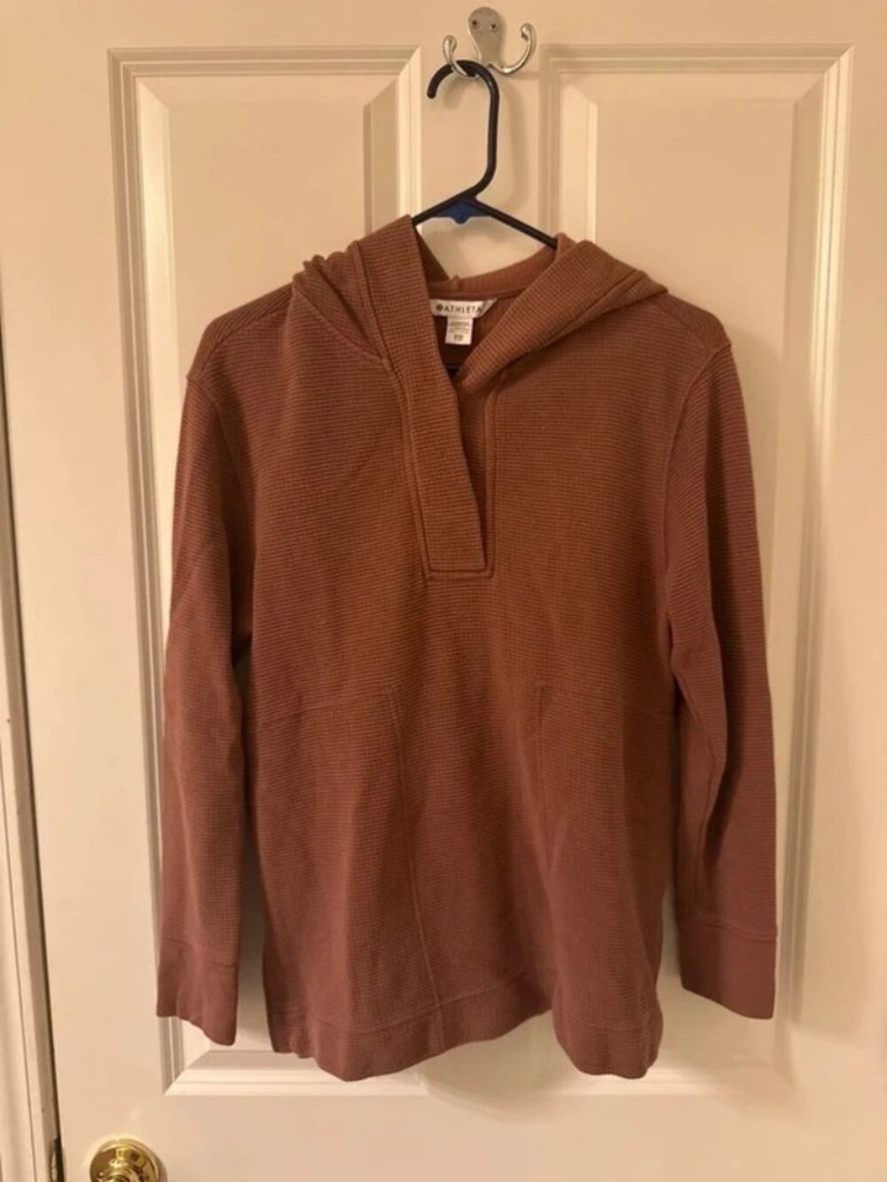 Women's Brown Waffle-Knit Hoodie XXS